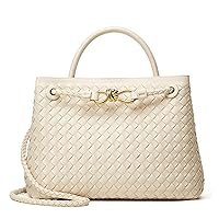 Woven Bag for Women Crossbody Handbag: Vegan Leather Small Tote Purse - Trendy Shoulder Handbags and Purses - Bowknot Satchel