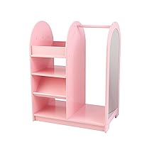 KidKraft Wall Mount Wooden Fashion Pretend Dress-Up Station Children's Furniture with Storage and Mirror - Pink, Gift for Ages 3+