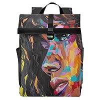ALAZA Afro African American Woman Art Painting Large Laptop Backpack Purse for Women Men Waterproof Anti Theft Roll Top Backpack, 13-17.3 inch