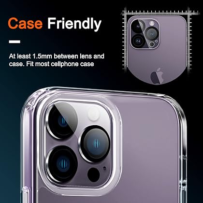 Ferilinso [6 Pack] Camera Lens Protector for iPhone 14 Pro iPhone 14 Pro Max Accessories Camera Cover 9H Glass Unbreakable Protection Case Friendly No Distortion or Difference in Ppcture quality