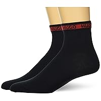HUGO Men's 2-Pack Tape Design Logo Cotton Short Socks