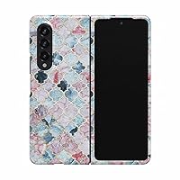 BURGA Phone Case Compatible with Samsung Galaxy Z Fold 3 - Pink Beach Purple Moroccan Tiles Pattern Marrakesh Mosaic Cute Case for Women Thin Design Durable Hard Plastic Protective Case