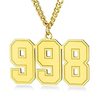 Custom4U Personalized Number Necklaces with Name Custom Sports Numbers Pendant with Cuban Chain Customized Baseball Soccer Jersey Football Basketball Jewelry for Men Athletes Sports Fan…