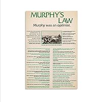 Murphy's Law Vintage Poster Canvas Wall Art Poster Print Picture Paintings for Living Room Bedroom Office Decoration, Canvas Poster Art Gift for Family Friends.16x24inch(40x60cm)