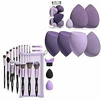 BS-MALL Makeup Brushes Set with Purple Makeup Sponges 28 Pcs
