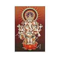 RCIDOS Shuba Drishti Ganesha Poster Indian God Poster Religious Posters Canvas Painting Posters And Prints Wall Art Pictures for Living Room Bedroom Decor 08x12inch(20x30cm) Unframe-style