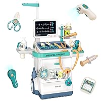 Doctor Kit for Kids, Pretend Medical Station Set for Boys & Girls, 28Pcs Pretend Play Medical Kit Toy, Mobile Cart with Sound and Light Functions, Kids Doctor Kit for Toddlers 3-5 Birthday Gift
