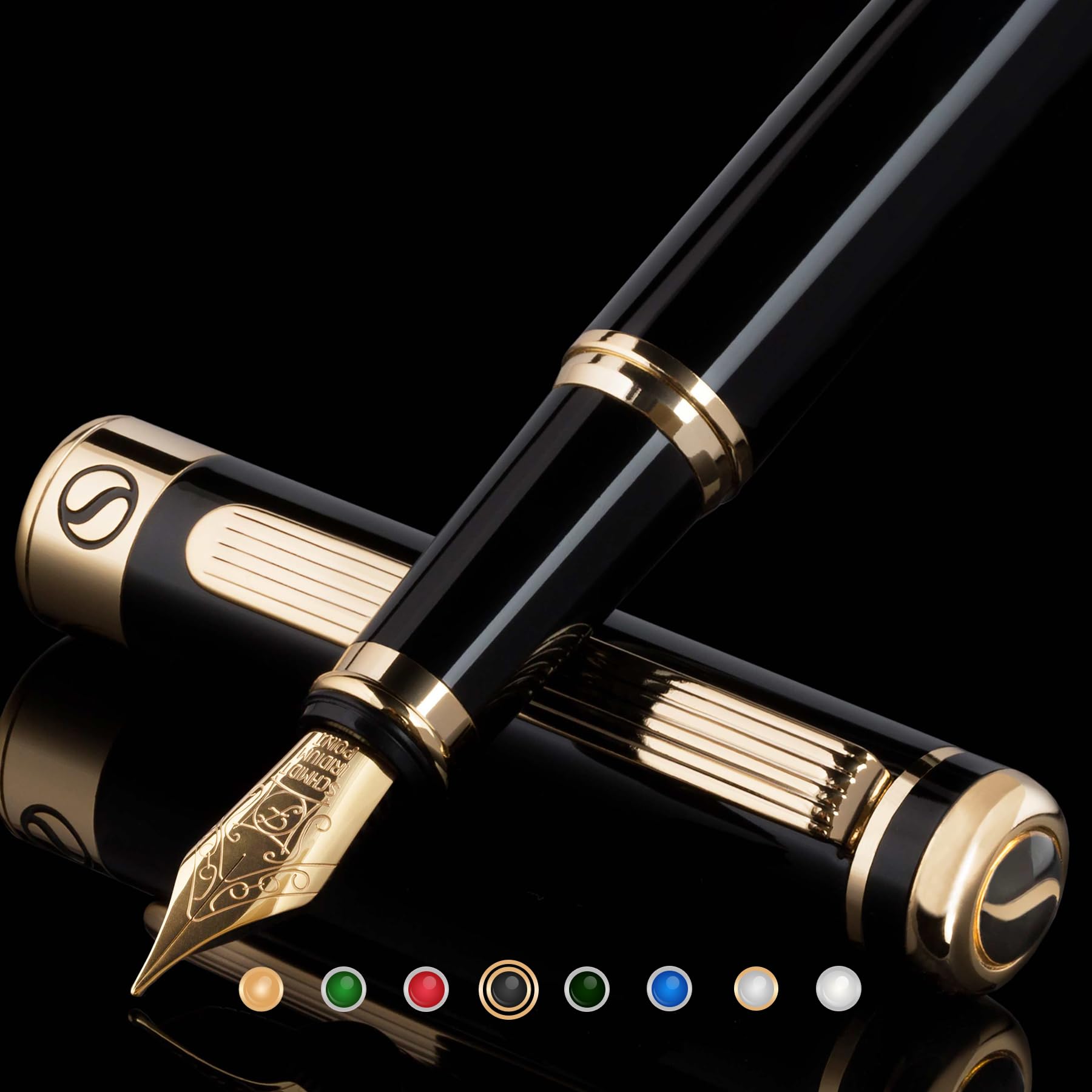 Mua Scriveiner 最高級 プレミアム 万年筆 (黒) 魅力的な美しさ 24K金