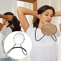 Double Sided Mirror, Standard Viewing and 5X Magnification, Mirror' arm is Flexible to Around The Neck