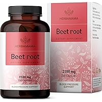 HERBAMAMA Beet Root Capsules - Organic Beetroot Powder Pills - Beet Root Supplements - 2100mg - 250 Caps