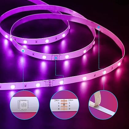 Govee 65.6ft Alexa LED Strip Lights, Smart WiFi RGB Rope Light Works with Alexa Google Assistant, Remote App Control Lighting Kit, Music Sync Color Changing Lights for Bedroom, Living Room, Kitchen