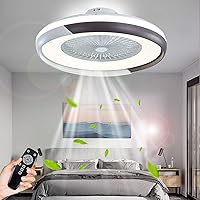 Ceiling Fan Light with LED Lighting Remote Control Quiet Fan Chandelier Invisible 3000-6000K Dimming and Wind Speed Ceiling Lamp Children's Room Bedroom Fan Light, Black
