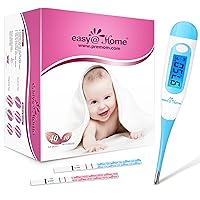 Easy@Home 40 Ovulation & 10 Pregnancy Strips + Digital Basal Thermometer with Blue Backlight LCD Display