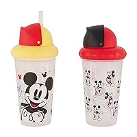 Toddler Sippy Cups for Boys and Girls | 10 Ounce Disney Sippy Cup Pack of Two with Straw and Lid | Durable Blue Leak Proof Travel Water Bottle for Toddlers