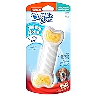Hartz Chew ‘n Clean Twisty Bone Dog Chew Toy, Bacon Scented Chew Toy for Moderate Chewers, Small/Medium, Color Varies