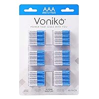 Voniko - Premium Grade AAA Batteries - 48 Pack - Alkaline Triple A Battery - Ultra Long-Lasting, Leakproof 1.5v Batteries - 10-Year Shelf Life