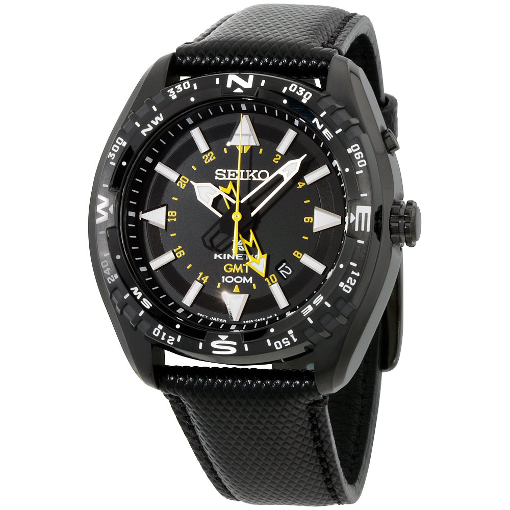 Introducir 36+ imagen seiko black dial stainless steel leather quartz men’s watch sun057