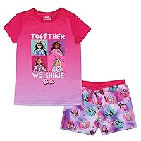 INTIMO Barbie Girls' Together We Shine Characters Sketch Sleep Pajama Set Shorts