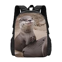 Cute Otter Backpack Lightweight Simple Casual Backpack Shoulder Bags Large Capacity Laptop Backpack