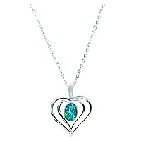 Australian Opal Necklace - Green Blue Genuine Australian Fire Triplet Opal Necklace Pendant in Sterling Silver with White Gold Plated Women's Fine Opal Jewelry, Australian Triplet Opal, Sterling