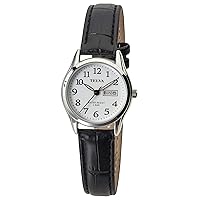 Klefer TE-AL176-WTS Women's Watch, Analog, Waterproof, Date and Day, Leather Strap, Black, Wristwatch Daily Water Resistant, Leather Strap, Simple
