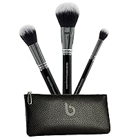 Powder Makeup Brushes Set with Case – Beauty Junkees 3pc Face Body Make Up Brush, Large Fluffy Finishing, Blush Bronzer Multitasker, Setting; Loose, Pressed, Minerals; Synthetic, Vegan Cruelty Free