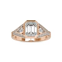 1/3 Carat Pear Cut Diamond and 1 2/5 Carat Emerald Cut Moissanite Vintage Engagement Ring for Women in 14k Gold (I-J/G, SI1-SI2/VS2, cttw) Size 4 to 10.5 by VVS Gems
