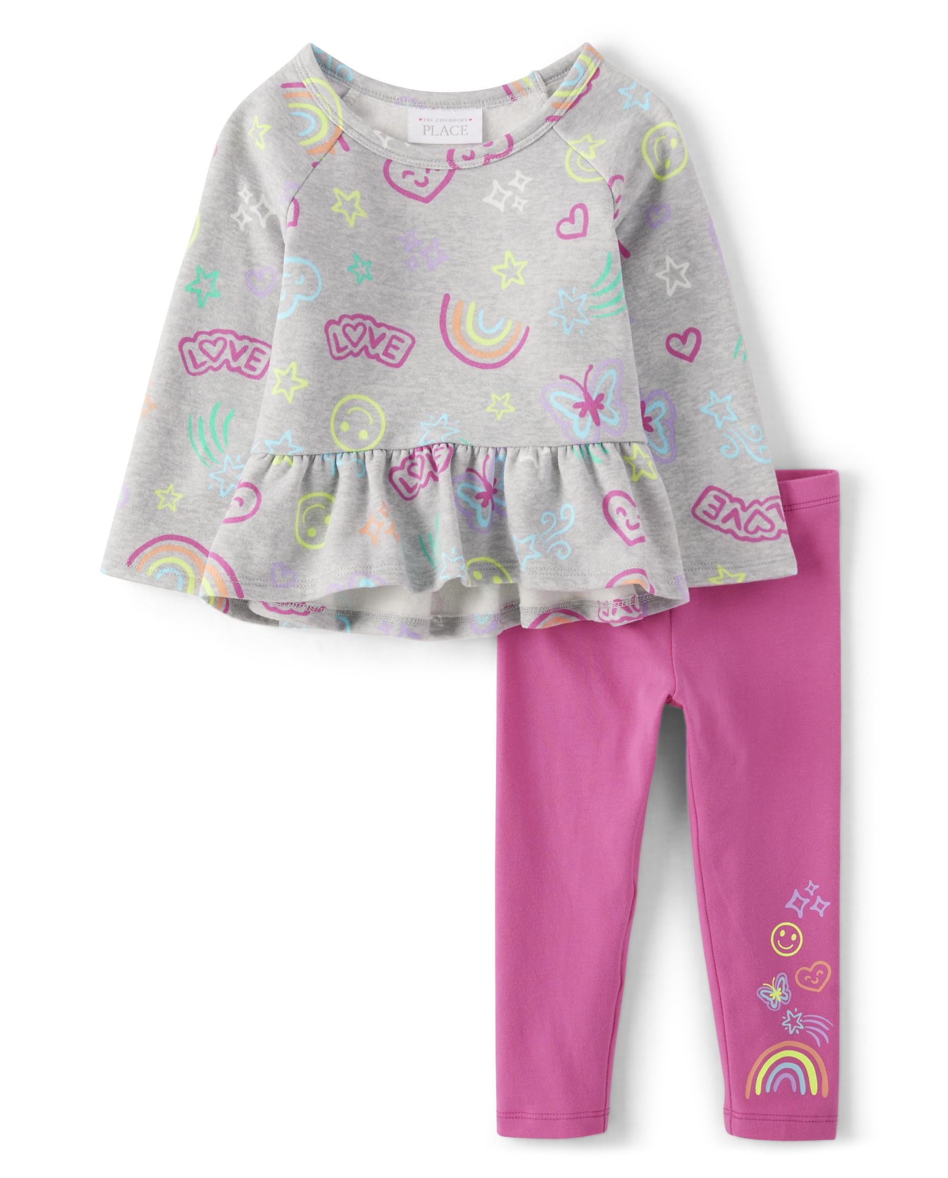 The Children's Place baby-girls And Toddler 2 Piece Outfit, Long Sleeve Top and Pant Active Playwear Set