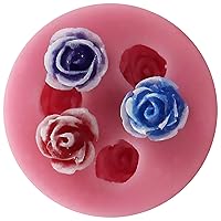 Tiny 3 Cavity Roses Silicone Mold for Sugarcraft Cake Decoraton Soap Candle Fondant Cupcake Topper Crafting Projects