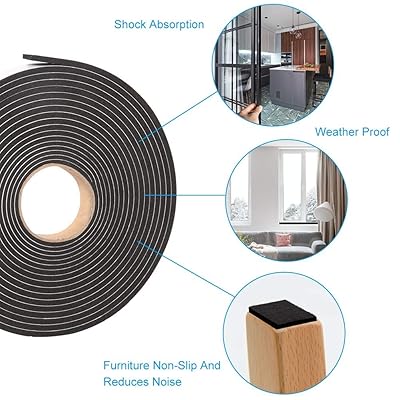 YIJU Foam Seal Tape,High Density Weather Stripping for Door and Window Seal Insulation,1/2 inch W x 1/8 inch T Single Sided Closed