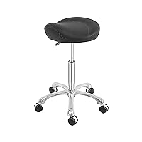 Saddle Stool Rolling Swivel Height Adjustable with Wheels. Saddle Chair Salon, Spa, Tattoo, Pedicure, Massage -Esthetician Chair(Black)