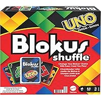 Mattel Games Blokus Shuffle UNO Edition Strategy Board Game, Family Game with Colorful Pieces and UNO-Themed Action Cards