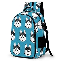 Husky with Different Pupil Travel Laptop Backpack Durable Computer Bag Casual Daypack Work Backpack for Women & Men