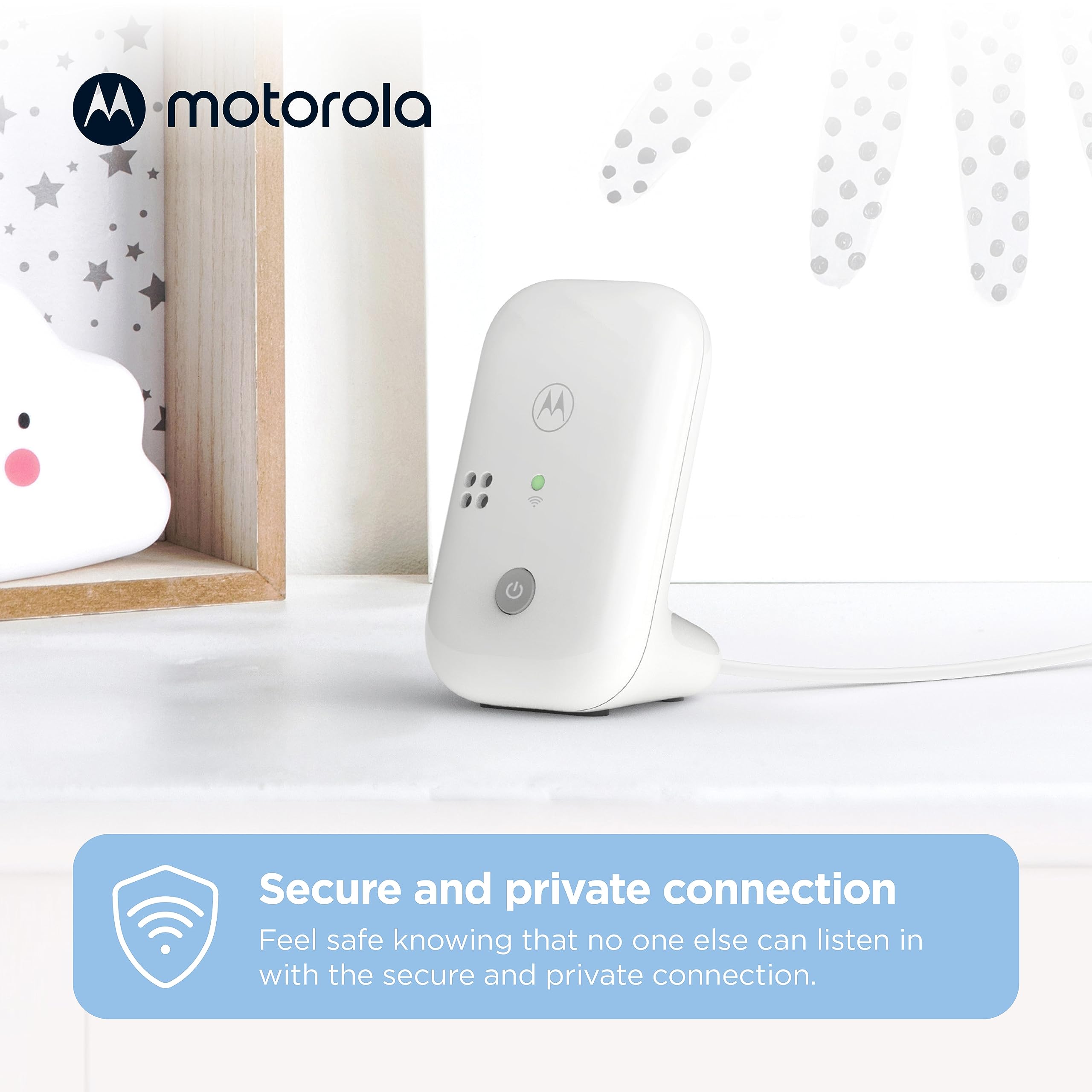 Motorola PIP10 Audio Baby Monitor - 1000ft Range, Secure & Private Connection, High-Sensitivity Mic, Volume Control, Alert Detection Light, Portable Parent Unit (Outlet or AAA Battery - NOT Included)