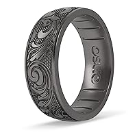 Enso Rings Signature Etched Collection - Classic Etched Silicone Rings - Comfortable and Flexible Design - Made in USA