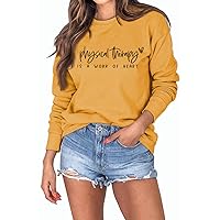 Physical Therapy Is A Work Of Heart Sweatshirt Women Casual Long Sleeve Funny Graphic Tops Loose Fit Fall Pullovers