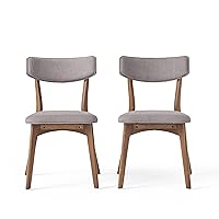 Christopher Knight Home Chazz Mid-Century Fabric Dining Chairs with Natural Walnut Finished Frame, 2-Pcs Set, Dark Grey / Natural Walnut Finish