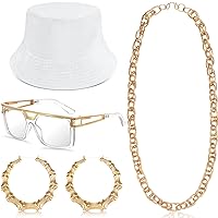 Sintege Hip Hop Costume Kit 80s 90s Jewelry Outfit Christmas Rapper Accessories for Women Men
