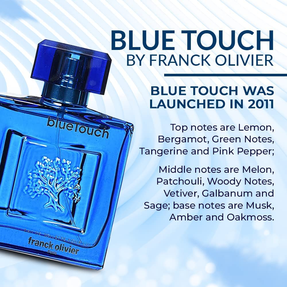 Franck Olivier Eau de Toilette Spray for Men, Blue Touch, 3.4 Ounce