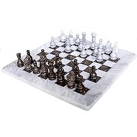 Radicaln Marble Chess Set 12 Inches White and Grey Oceanic Handmade Chess  Board Game for Adults - 2 Player Games for Adults - 1 Chess Board & 32  Chess