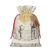 NEZIH Happy Fathers Day By Son Print Xmas Drawstring Gift Bags Xmas Favor Bags Christmas Presents Party Supplies Favors