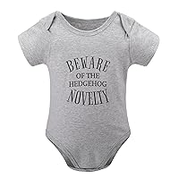 Baby Body Suit Beware of The Hedgehog Novelty Infant Bodysuit Inspirational Saying Neutral Baby Gifts for Babies Gray, 9months