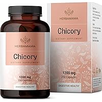 HERBAMAMA Organic Chicory Root Supplement - Supports Digestion, Gut Health, Liver, & Colon Function w/Inulin, a Prebiotic Fiber Supplement - Brain & Immune Booster - Non-GMO 250 Capsules
