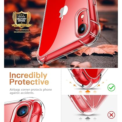 CANSHN Clear Protective Designed for iPhone XR Case [Military Drop Protection] [Not Yellowing] Shockproof Phone Case with Soft TPU Bumpers, Slim Thin Case for iPhone XR - Clear