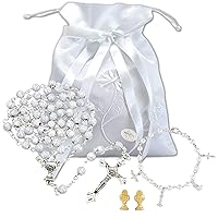 Needzo First Communion Gift Set For Girls, Purse, Roasry, Earrings, and Charm Bracelet Included