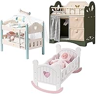 ROBOTIME Toy Baby Doll Crib,Wooden Doll Beds Cradle for for Dolls