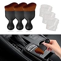3PCS Car Interior Detailing Brush, Auto Soft Hair Cleaning Brushes, Curved Dirt Dust Collectors, Car Interior Cleaning Tool for Dashboard Air Conditioner Vents Leather（Brown1-3pcs）