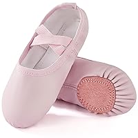 PU Ballet Shoes for Girls - Dance Practice Slippers for Girls, No-Tie Sole Yoga Gymnastics Shoes(Toddler/Little Kid/Big Kid)