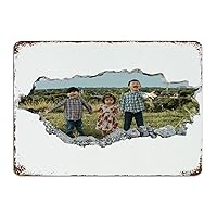 Funny Novelty Metal Signs Outdoor Family Photo 3D Cracked' Broken Hole Home Décor Aluminum Metal Sign for Entryway Men Bathroom Sweet Families Collage Frame Art Poster Gift for Outdoor 10x14 Inch