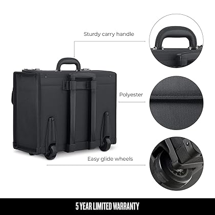 Solo Classic Rolling Hard Sided Catalog Case With Dual Combination Locks, Black